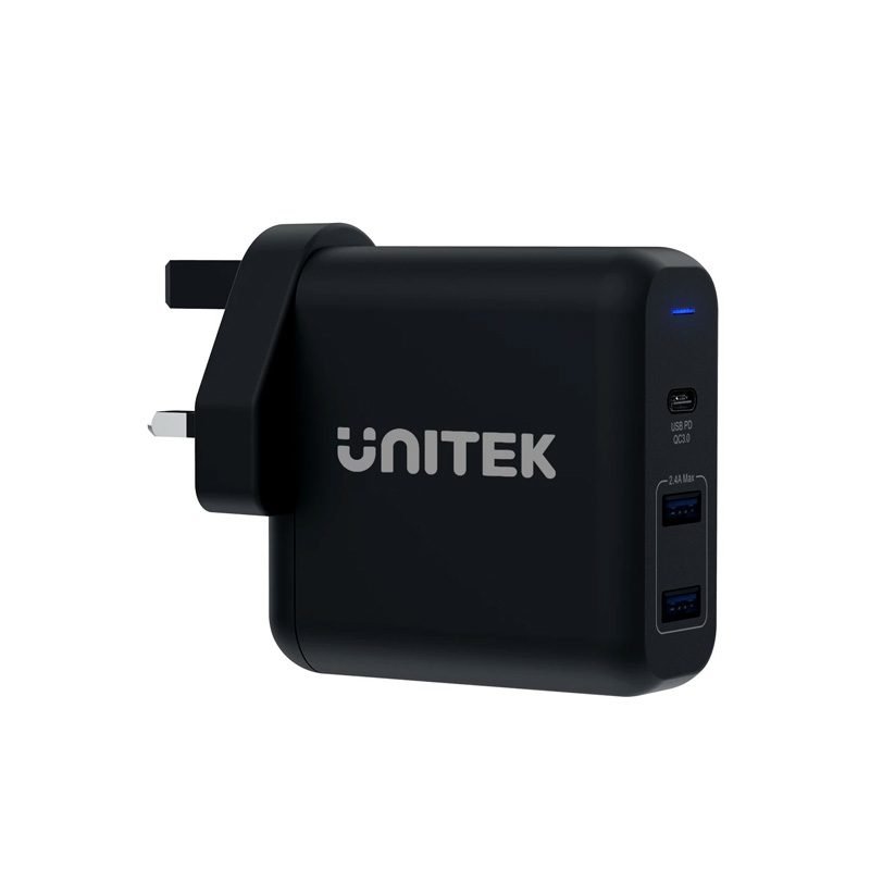 P1103A.jpg Unitek P1103A 60W USB-C PD QC3 3-Port Wall Charger UK Type - Image 1