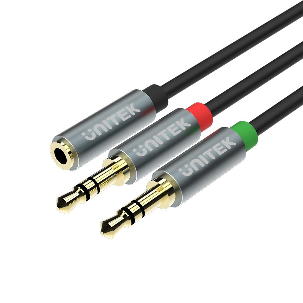 Y-C957ABK_1000x1000.jpg Unitek Y-C957ABK 0.2M, 3.5MM AUX Audio Cable - Female to 2*Male - Image 1