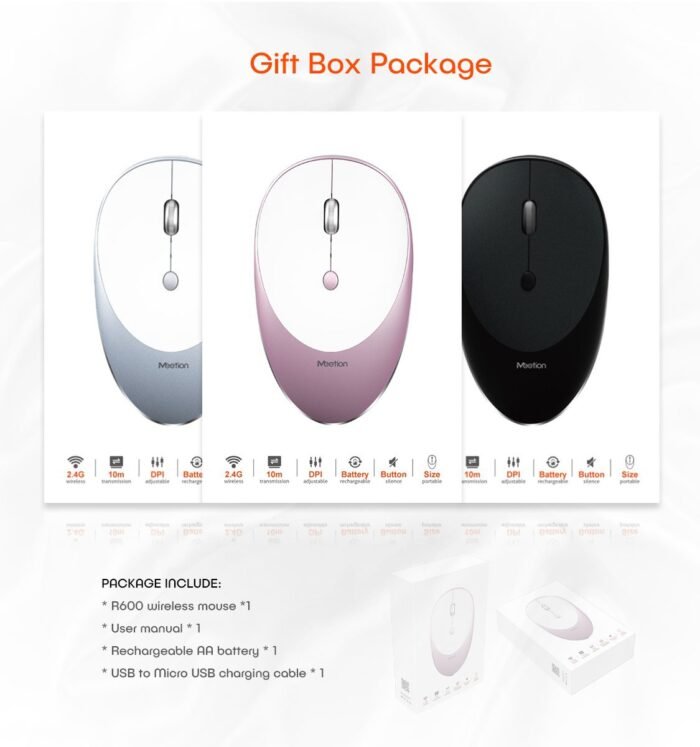 Meetion 2.4g R600 Slim Rechargeable Wireless Mouse - Image 2