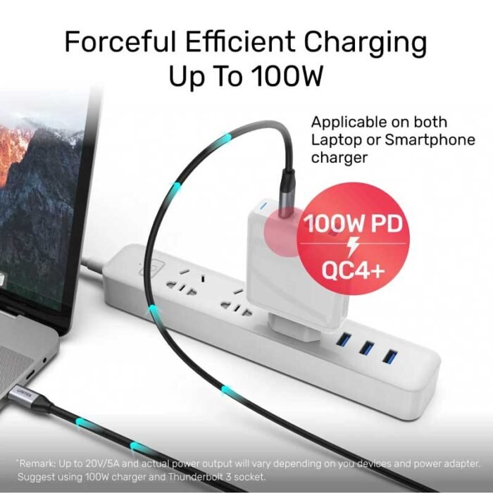Unitek C14091ABK USB-C 100W PD Fast Charging Cable with 4K@60Hz and 5Gbps 2M - Image 2