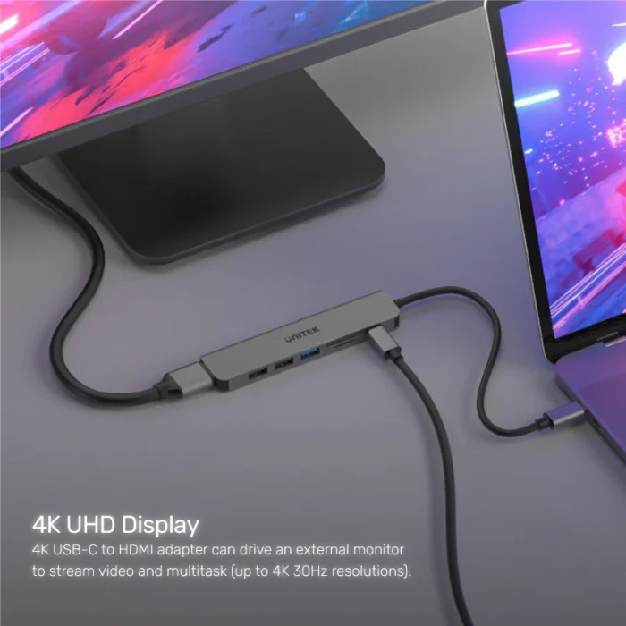 Unitek uHUB S7+ 7-in-1 USB-C 5Gbps Hub with 4K HDMI and 100W Power Delivery - Image 6