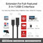 Unitek Unitek USB3.2 USB-C Extension Cable PD100W - Image 4