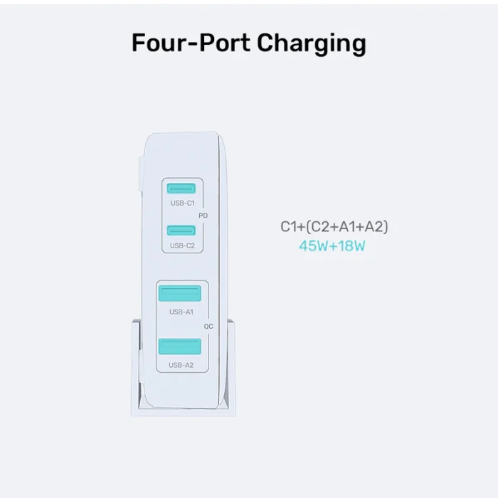 Unitek 70W Desktop Charger  4in1 GaN - white - Image 2