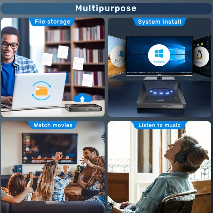 Unitek 5-in-1 External Optical Drive with USB Hub - Image 8