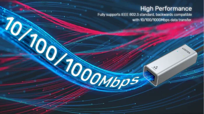 Unitek Hybrid USB-C/ USB-A to 2.5G Gigabit Ethernet Adapter - Image 6