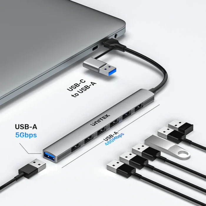 Unitek uHUB S7 7-in-1 5Gbps Hub with 7 USB-A Ports - Image 2