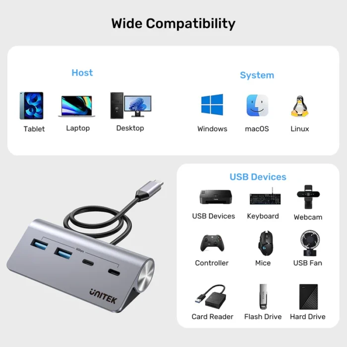 Unitek uHUB Q4 4-in-1 USB-C Hub - Image 3