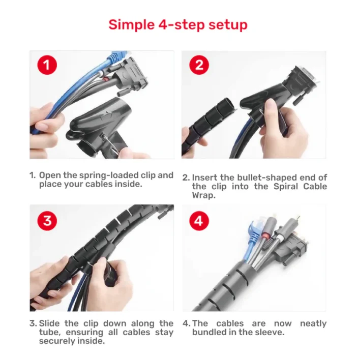 Unitek Spiral Cable Wrap (22mm Diameter Spiral Cable Wrap with Clip Zipper) - Image 3