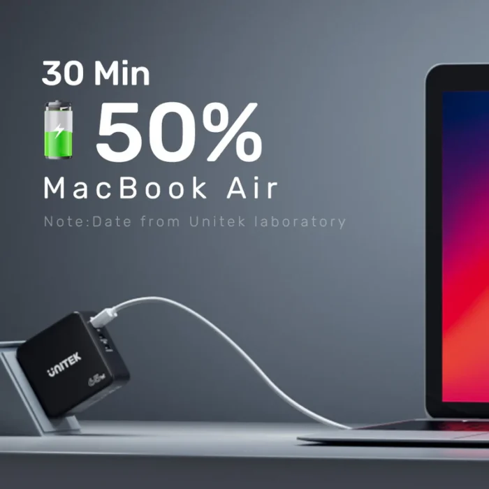 Unitek 65W GaN Wall Charger with US/UK/EU Plugs, Black - Image 5