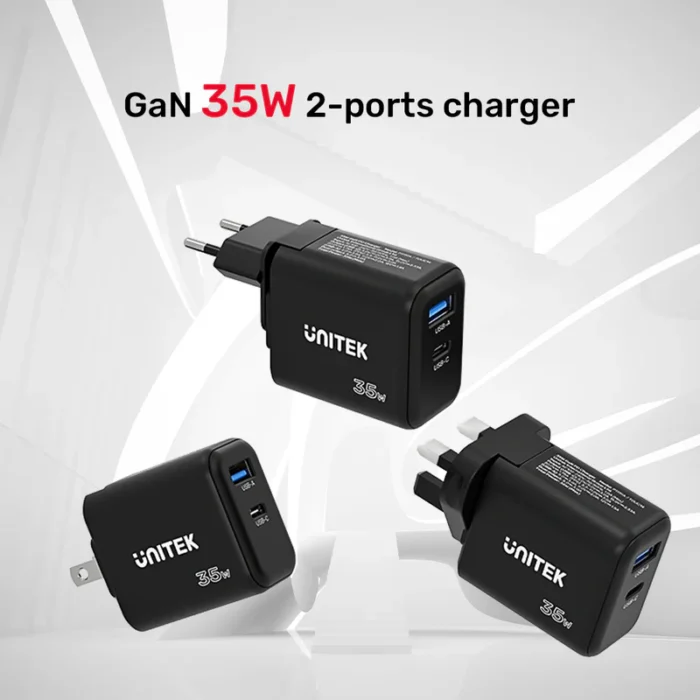 Unitek 35W GaN Wall Charger with US/EU/UK Plugs - Image 5