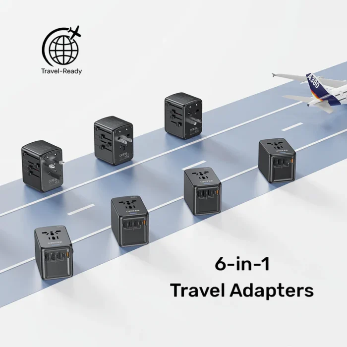 Unitek 35W Universal Travel Adapter with EU/UK/US/AU Plugs, Black - Image 9
