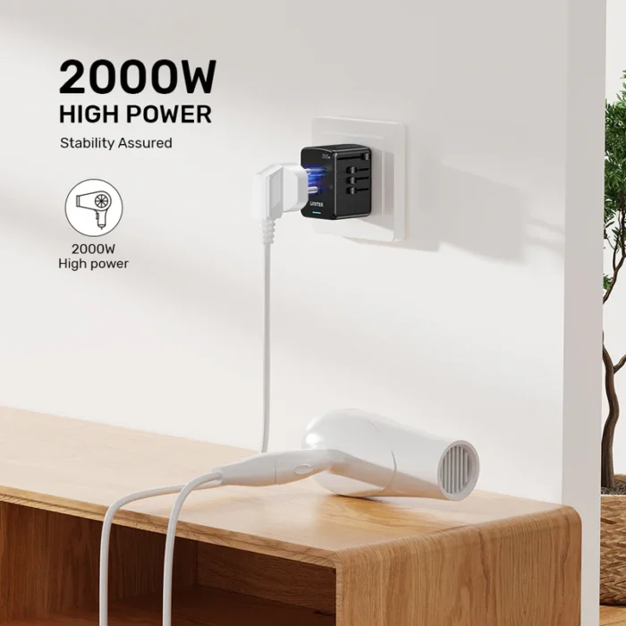 Unitek 35W Universal Travel Adapter with EU/UK/US/AU Plugs, Black - Image 5