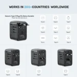 Unitek GaN 65W Universal Travel Adapter with EU/UK/US/AU Plugs, Black - Image 4