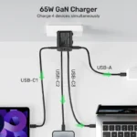 Unitek GaN 65W Universal Travel Adapter with EU/UK/US/AU Plugs, Black - Image 5