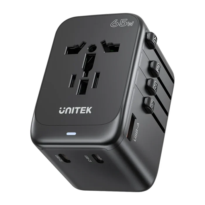 Unitek GaN 65W Universal Travel Adapter with EU/UK/US/AU Plugs, Black - Image 2