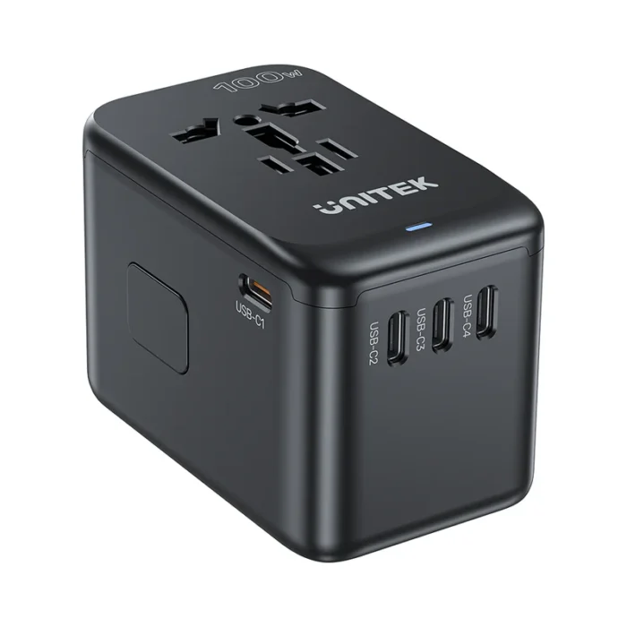 Unitek GaN 100W Universal Travel Adapter with EU/UK/US/AU Plugs, Black - Image 2