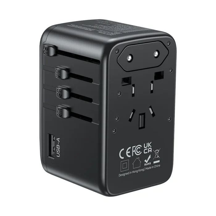 Unitek GaN 100W Universal Travel Adapter with EU/UK/US/AU Plugs, Black - Image 3