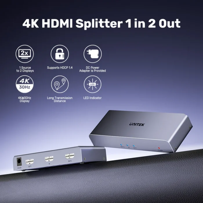 Unitek 4K HDMI Splitter 1 In 2 Out - Image 4