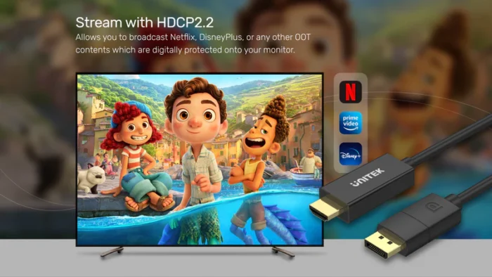 Unitek DP 1.2 to HDMI 4K Cable 1.8M - Image 6