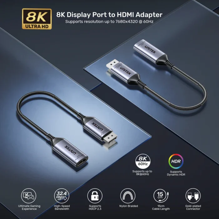 Unitek 8K DisplayPort to HDMI Adapter - Image 3