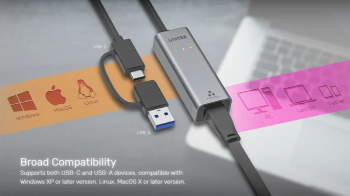 Unitek USB-C / USB-A to Gigabit Ethernet Adapter - Image 5
