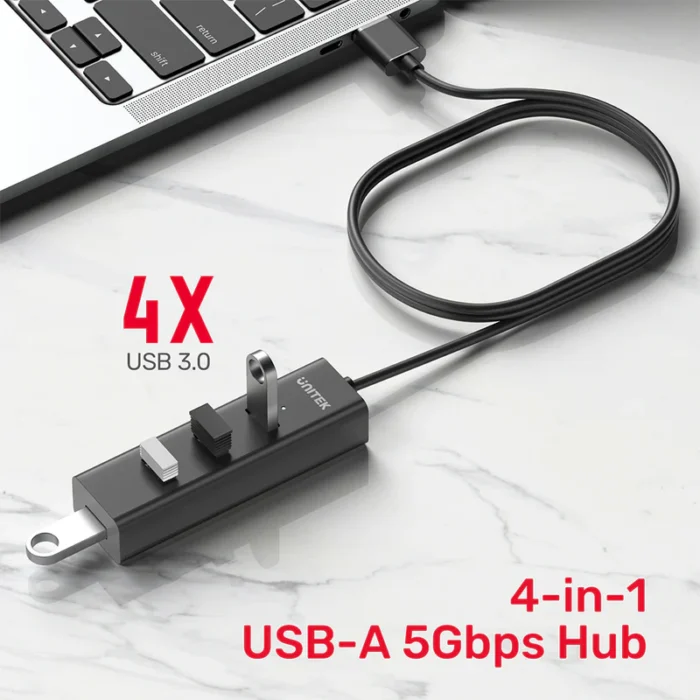 Unitek 4-in-1 USB-A 5Gbps Hub with 1.2m Cable - Image 4