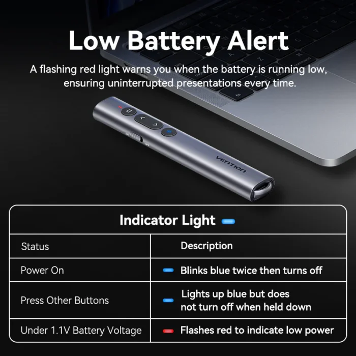 Vention Wireless PowerPoint Presentation Clicker – Gray - Image 12