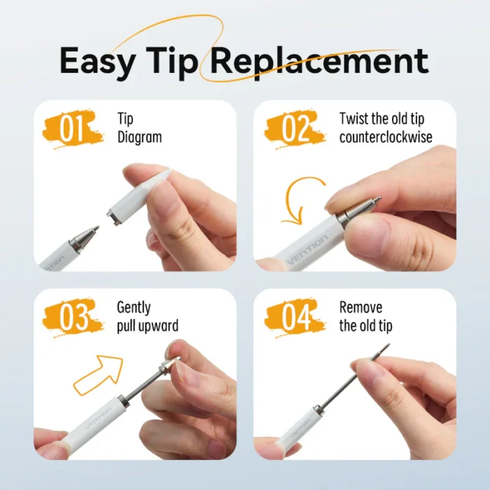 Vention 3-in-1 Magnetic Stylus Pen White Aluminum Alloy Type - Image 8