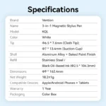 Vention 3-in-1 Magnetic Stylus Pen White Aluminum Alloy Type - Image 9