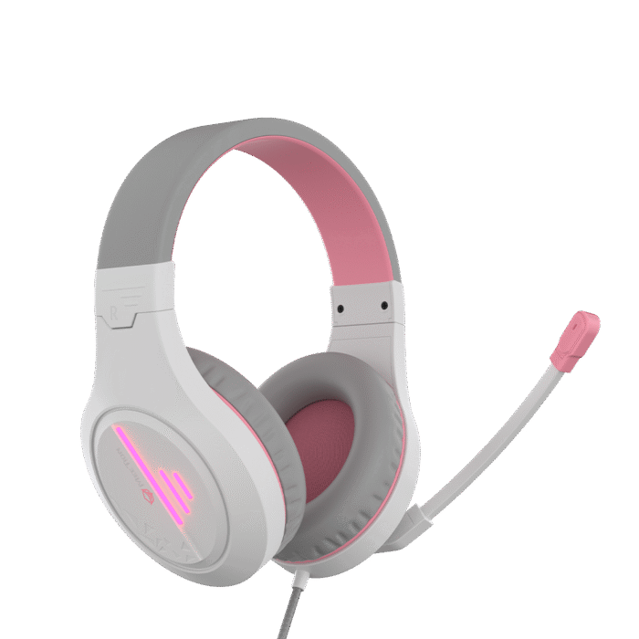 Meetion MT-HP021wp Gaming Headset Backlit 3.5mm Audio Pin *1 with  Audio and USB - White Pink - Image 2
