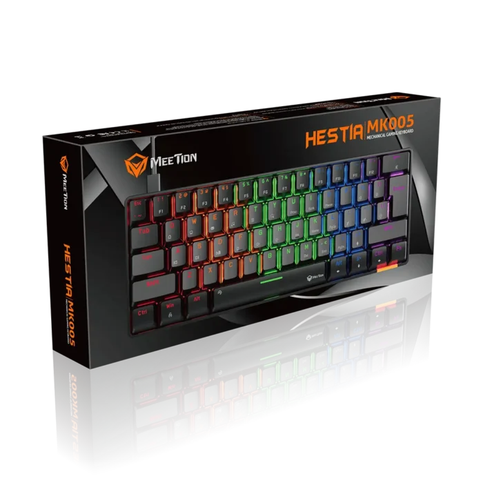 Meetion Mechanical Keyboard Rainbow MT-MK005 with Type C- Mini - Black - Image 4