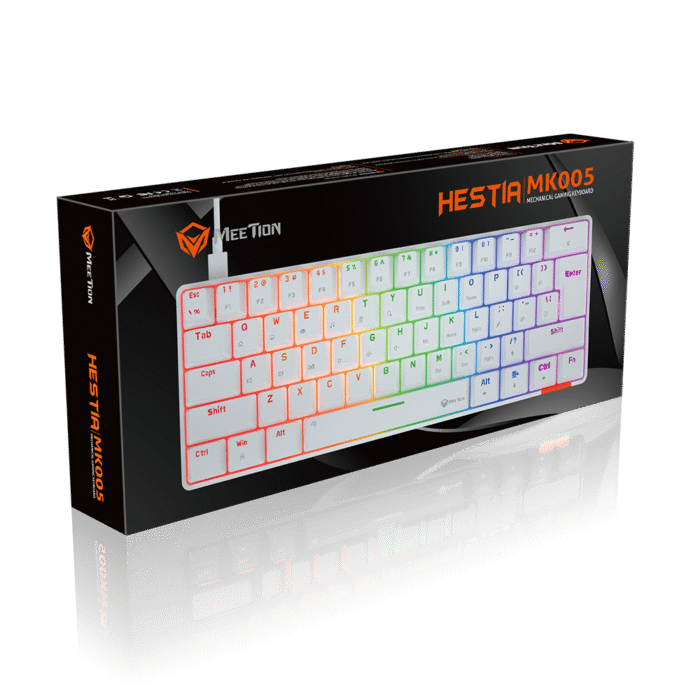 Meetion Mechanical Keyboard Rainbow MT-MK005 with Type C- Mini - White - Image 5