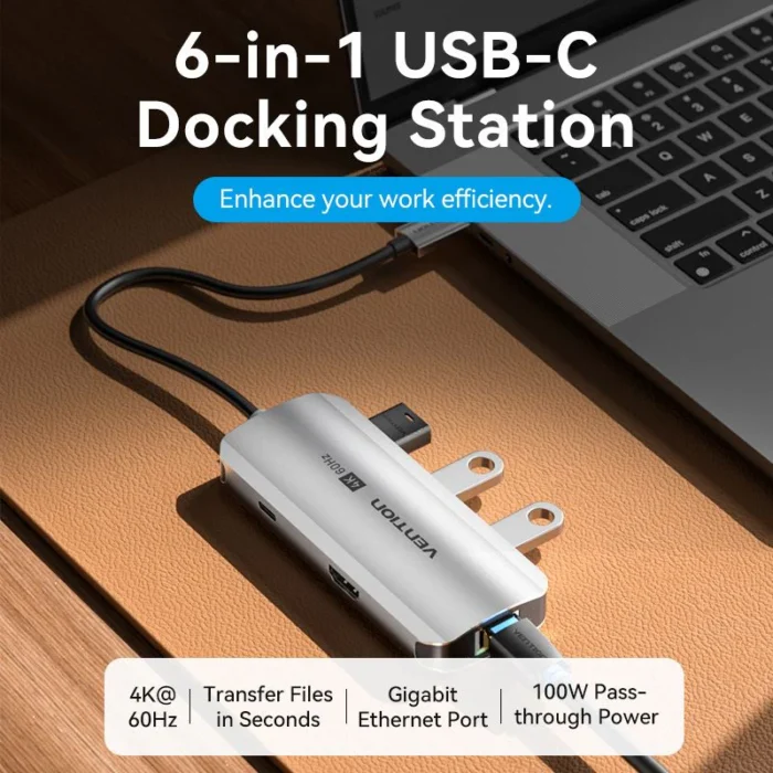 Vention 6-in-1 USB-C Docking Station - Image 2