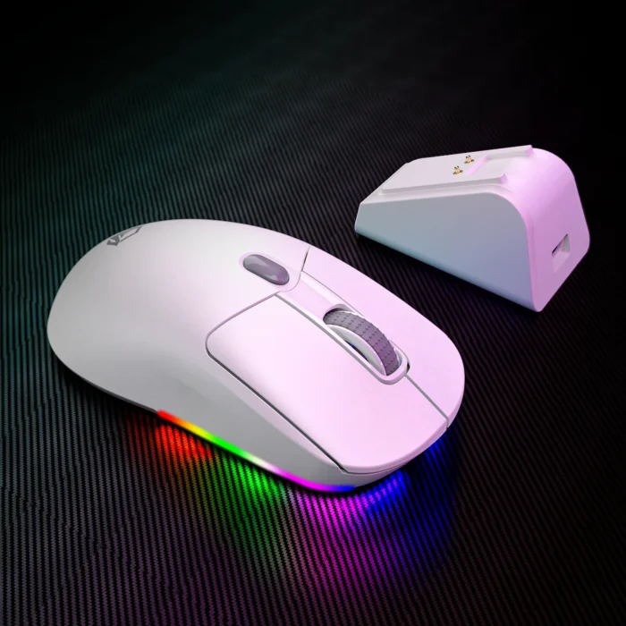 Meetion GW38 Wireless Tri-Mode Mouse with Magnetic Charging Dock - White - Image 3