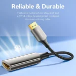 Vention Cotton Braided DP Male to HDMI Female 8K Converter - Image 3