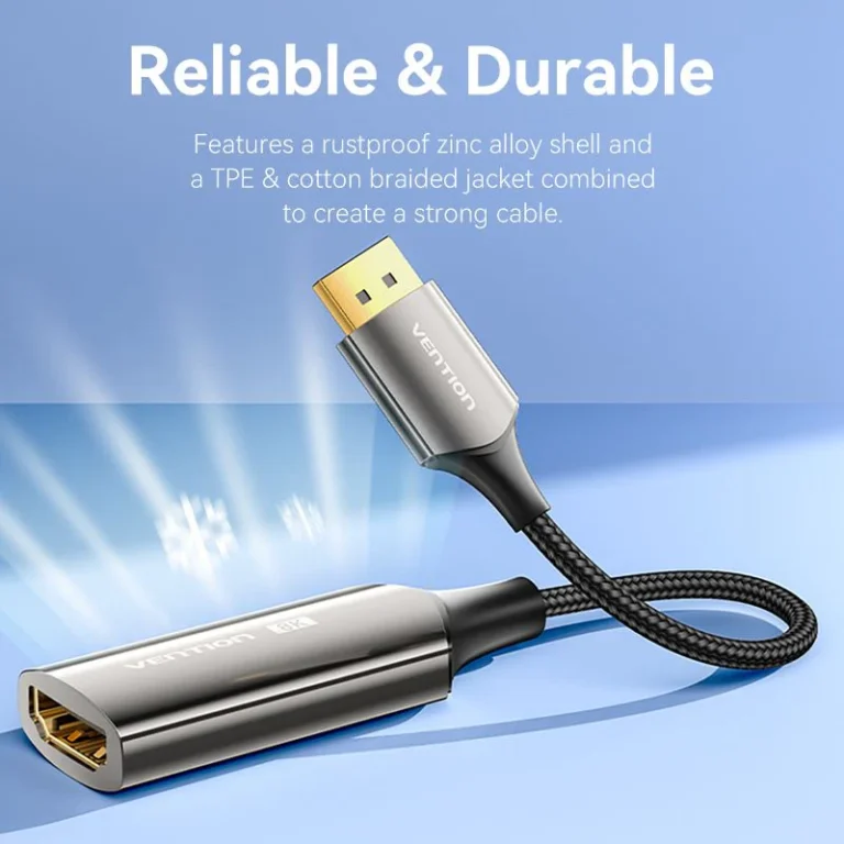 Vention Cotton Braided DP Male to HDMI Female 8K Converter - Image 3