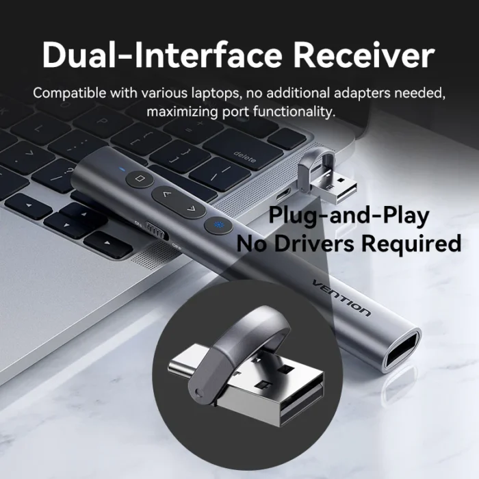 Vention Wireless PowerPoint Presentation Clicker – Gray - Image 4