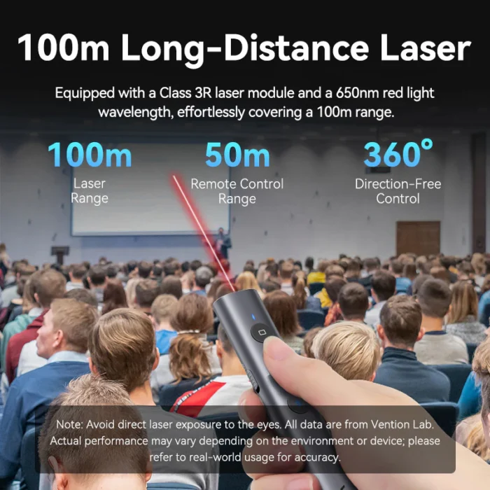 Vention Wireless PowerPoint Presentation Clicker – Gray - Image 5