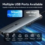Vention USB-C to HDMI (4K-60Hz) / USB3.0x USB 2.0/USB 3.2 Type C/ RJ45 / PD 100W / Docking Station 0.15M - Image 4