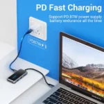 Vention USB-C to HDMI (4K-60Hz) / USB3.0x3 / RJ45 / PD Docking Station 0.15M Gray Mirrored Surface - Image 6