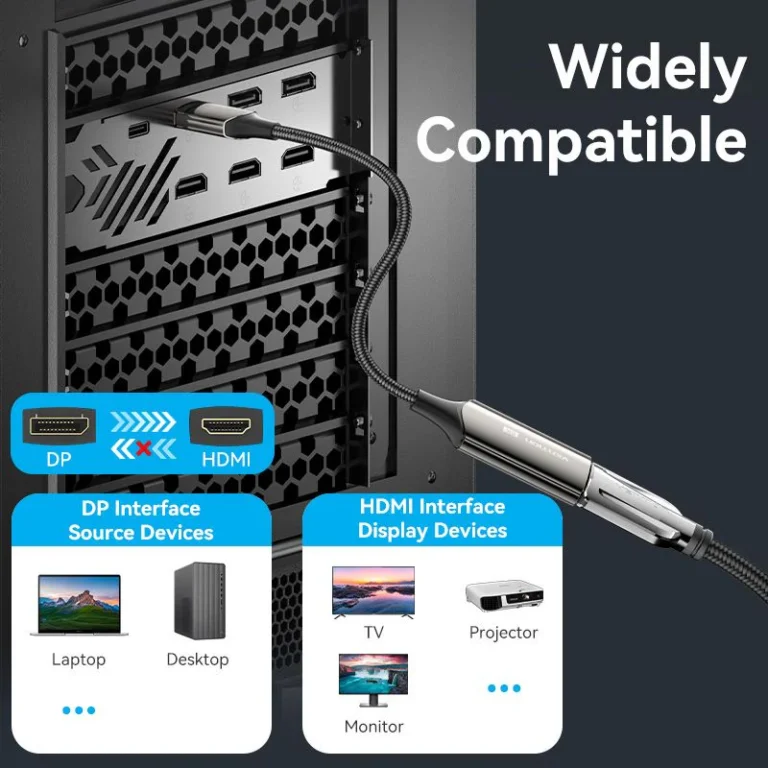 Vention Cotton Braided DP Male to HDMI Female 8K Converter - Image 5