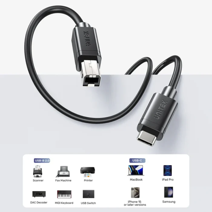 Unitek USB-C to USB-B Data and Charging Cable - Image 3