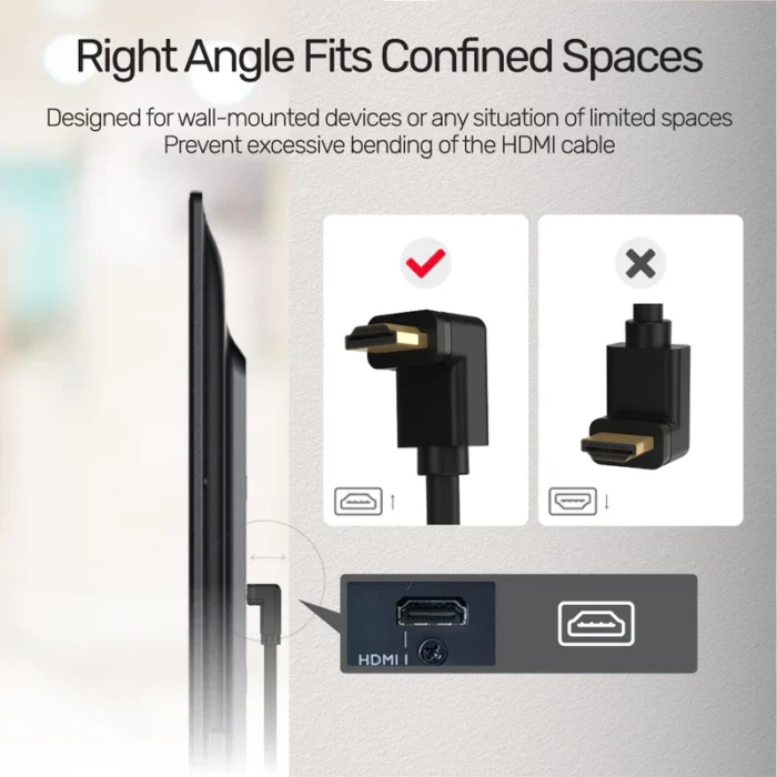 Unitek 4K 60Hz High Speed HDMI Right Angle 270° Cable 3M - Image 4