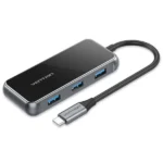 Vention USB-C to HDMI (4K-60Hz) / USB3.0x3 / RJ45 / PD Docking Station 0.15M Gray Mirrored Surface