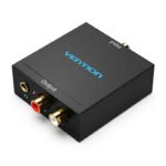 Vention Digital to Analog Audio Converter -  Optical Fiber/Coaxial Digital Audio to TRS 3.5mm/2RCA Audio Converter Black Aluminum Alloy