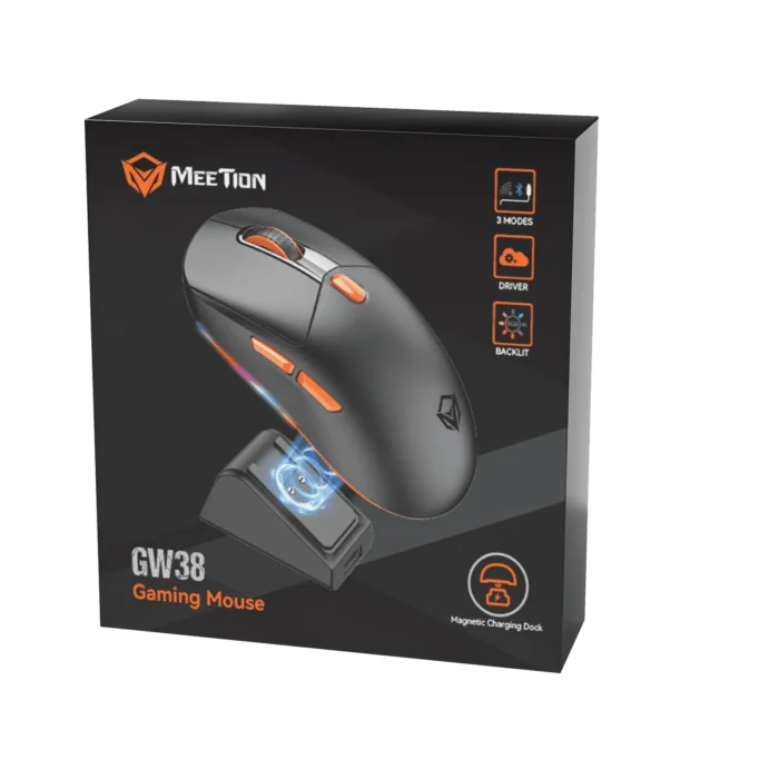Meetion GW24 Wireless Tri-Mode Mouse (2.4G wireless, Bluetooth, and wired) - Black - Image 7
