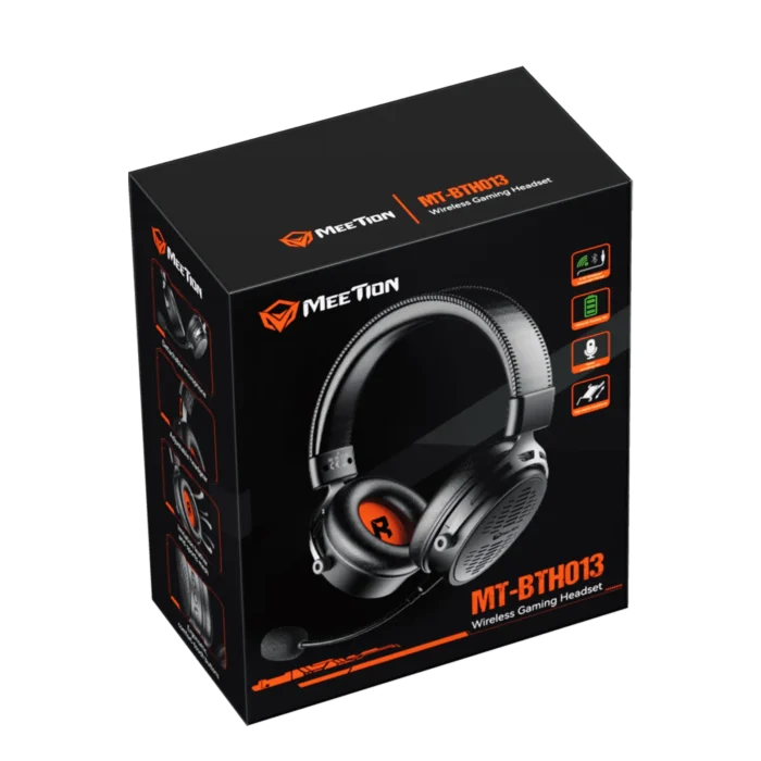 Meetion BTH013 50MM Wireless Surround Sound Gaming Headset Tri-Mode Leather Form Black - Image 6
