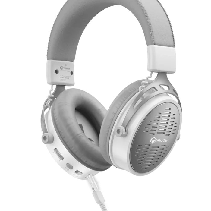 Meetion BTH013 50MM Wireless Surround Sound Gaming Headset Tri-Mode Leather Form White - Image 3