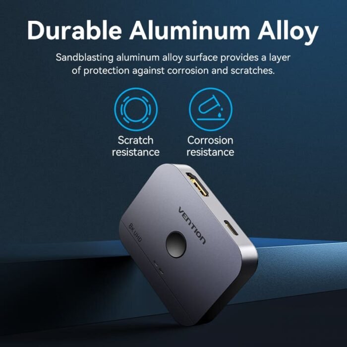 Vention 2-Port Bi-Directional 8K HDMI Switcher Gray Aluminium Alloy Type - Image 3