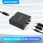 Vention Digital to Analog Audio Converter -  Optical Fiber/Coaxial Digital Audio to TRS 3.5mm/2RCA Audio Converter Black Aluminum Alloy - Image 4